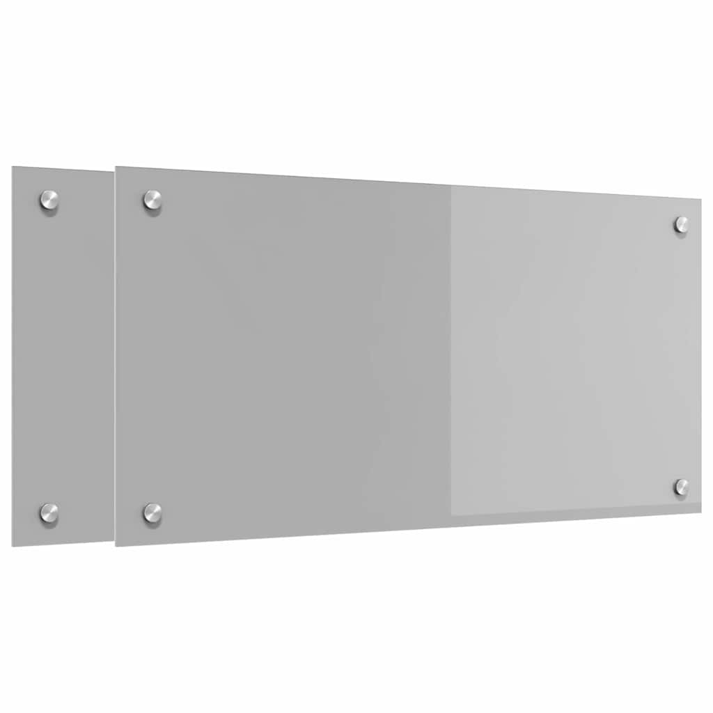 Keukenachterwand 2 st Lichtgrijs 80 x 40 cm gehard glas