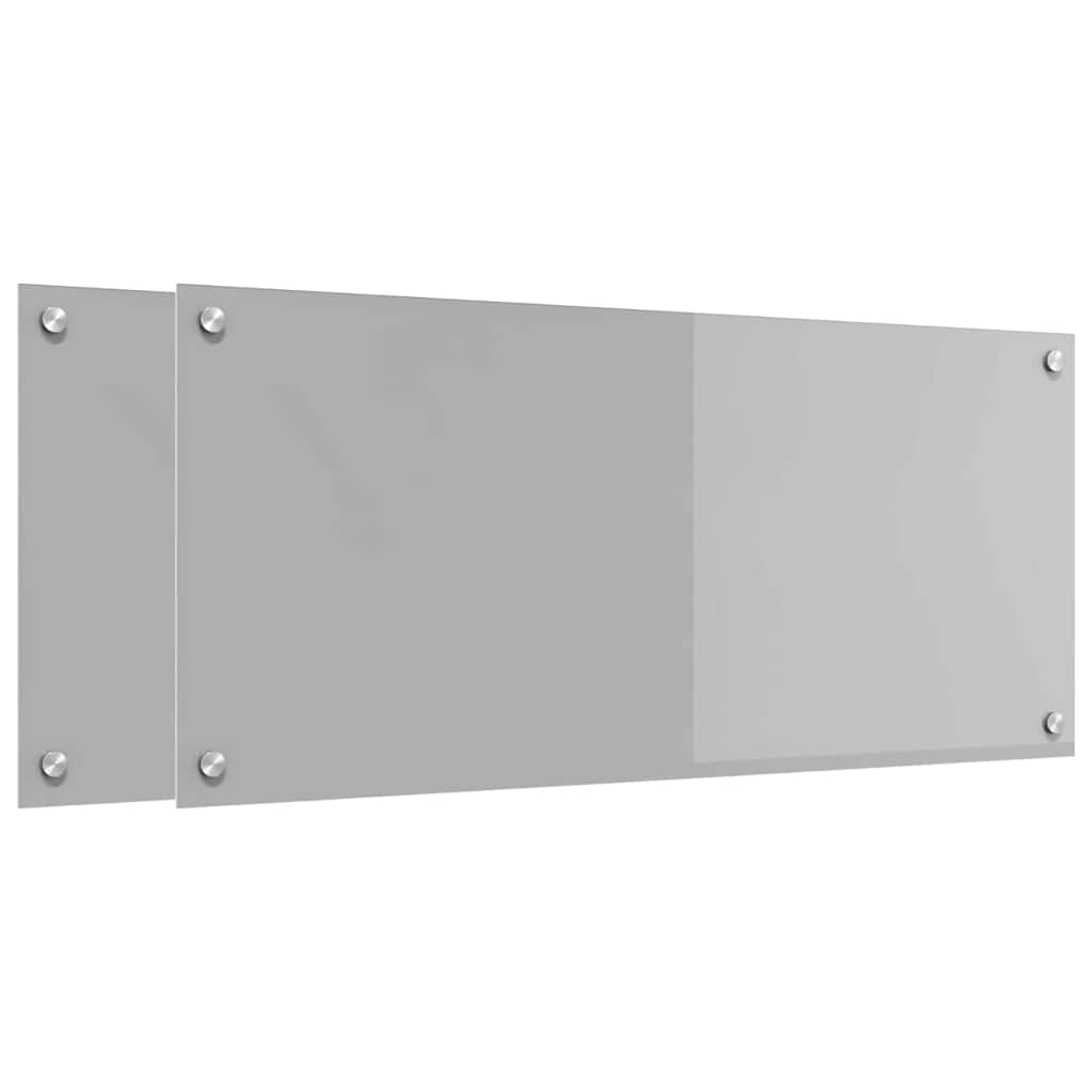 Keukenachterwand 2 st Lichtgrijs 90 x 40 cm gehard glas