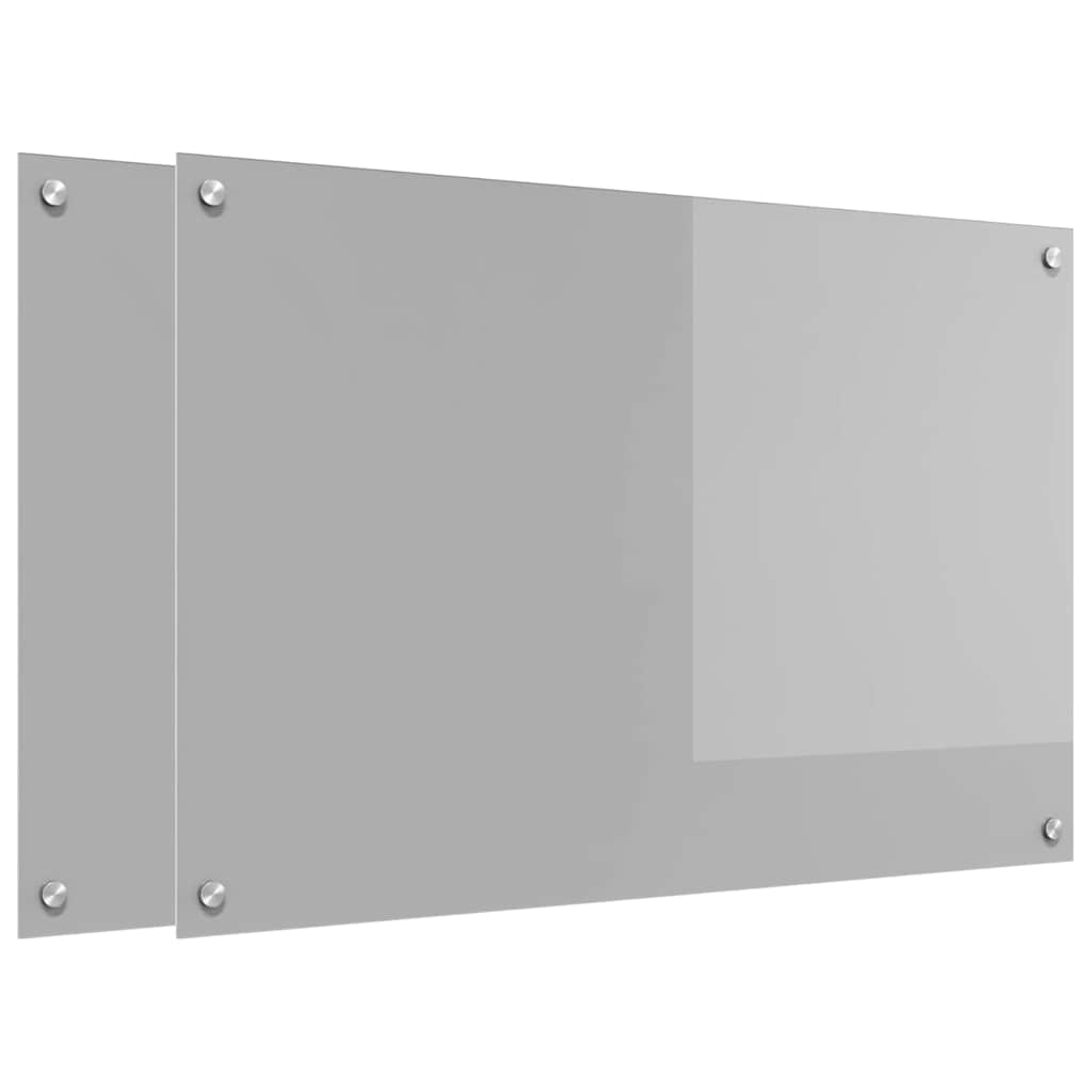 Keukenachterwand 2 st Lichtgrijs 90 x 60 cm gehard glas