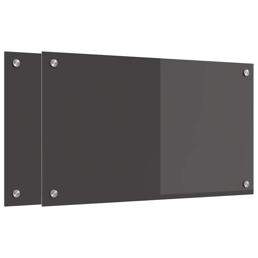 Keukenachterwand 2 st Donkergrijs 70 x 40 cm gehard glas