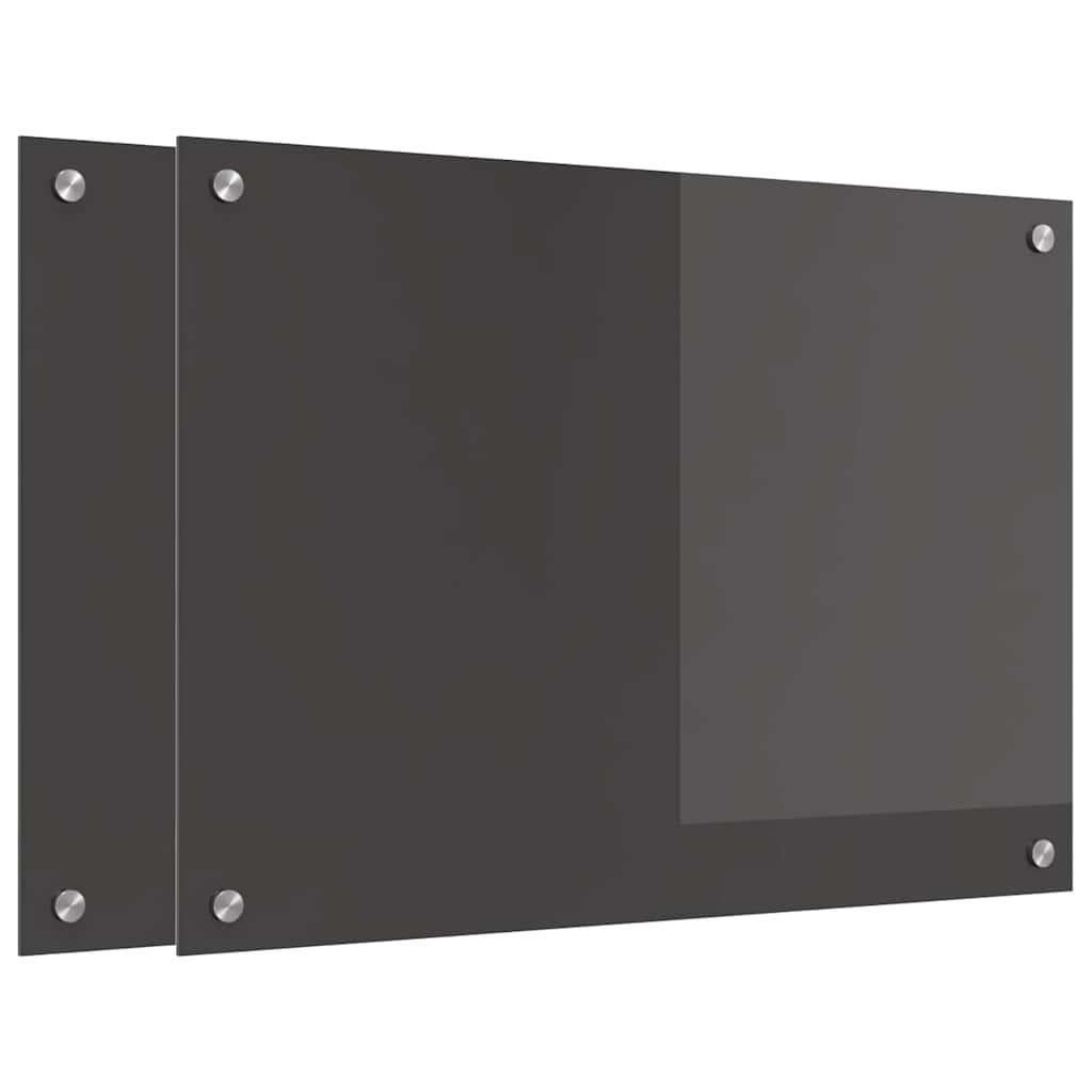 Keukenachterwand 2 st Donkergrijs 70 x 50 cm gehard glas