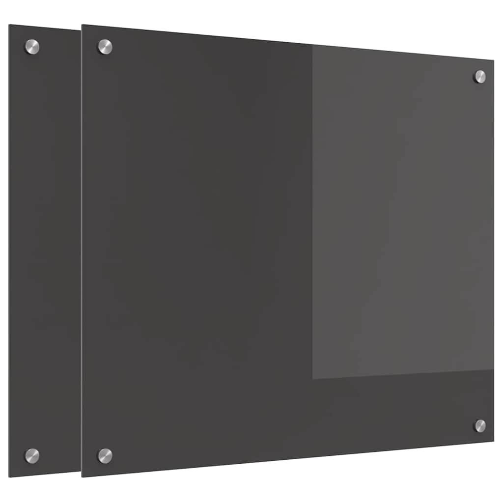 Keukenachterwand 2 st Donkergrijs 70 x 60 cm gehard glas