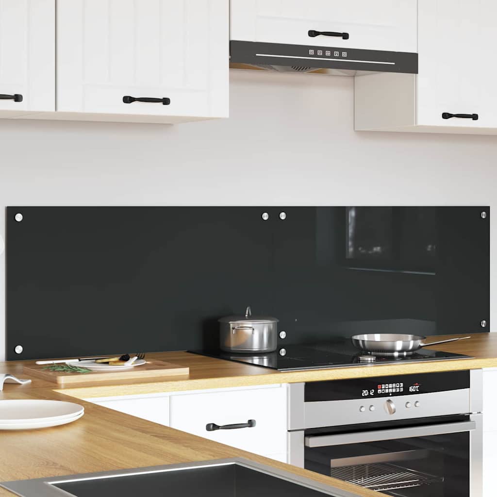 Keukenachterwand 2 st Donkergrijs 80 x 40 cm gehard glas