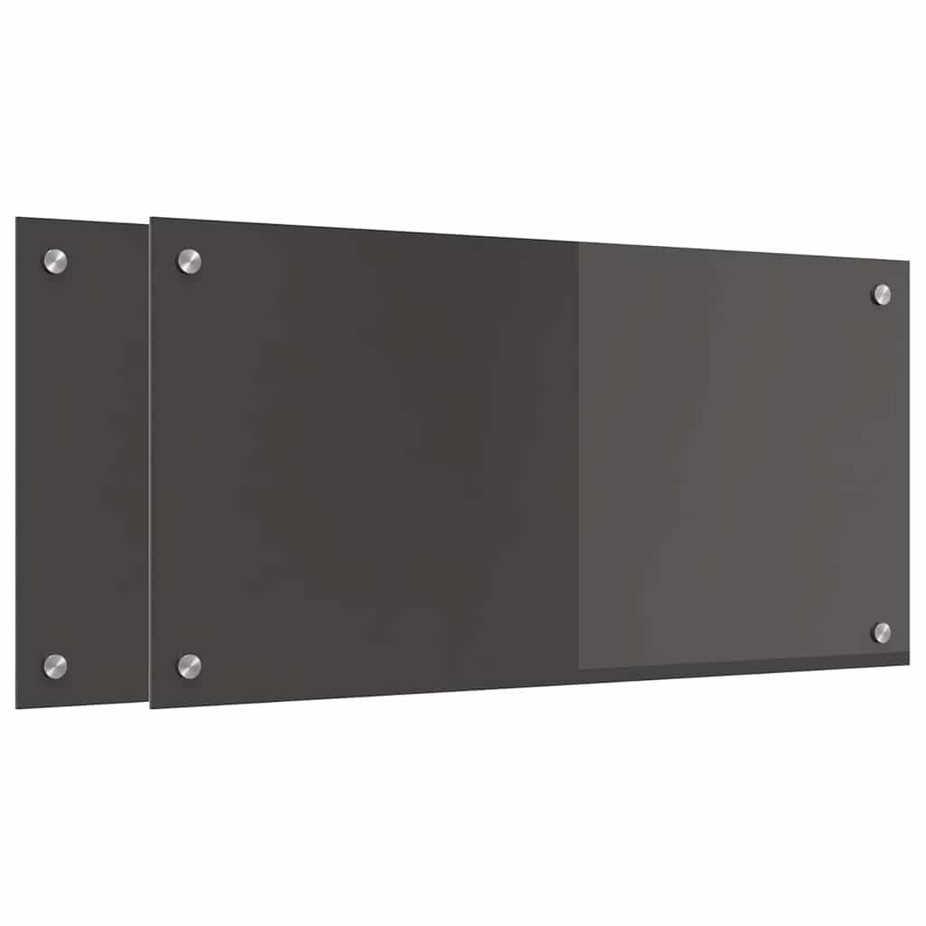 Keukenachterwand 2 st Donkergrijs 80 x 40 cm gehard glas