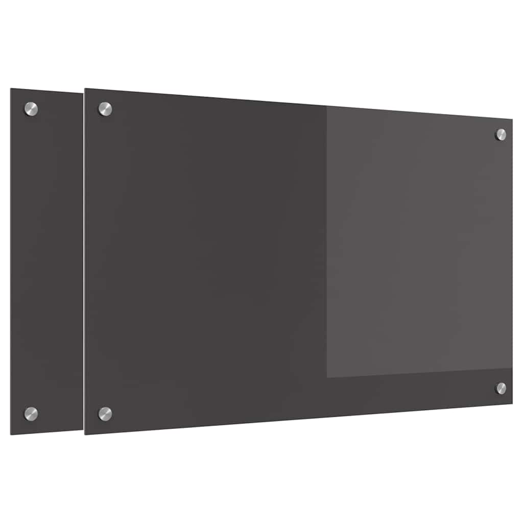 Keukenachterwand 2 st Donkergrijs 80 x 50 cm gehard glas
