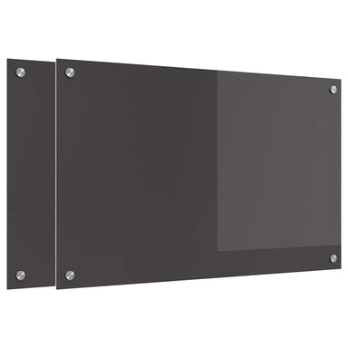 Keukenachterwand 2 st Donkergrijs 80 x 50 cm gehard glas