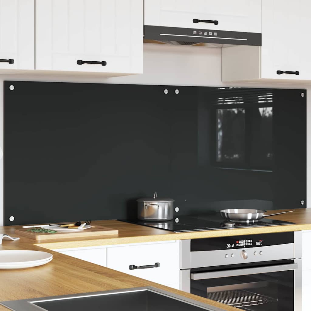 Keukenachterwand 2 st Donkergrijs 80 x 60 cm gehard glas