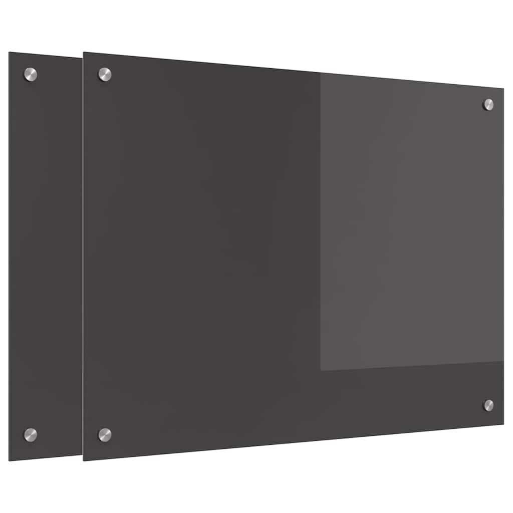 Keukenachterwand 2 st Donkergrijs 80 x 60 cm gehard glas