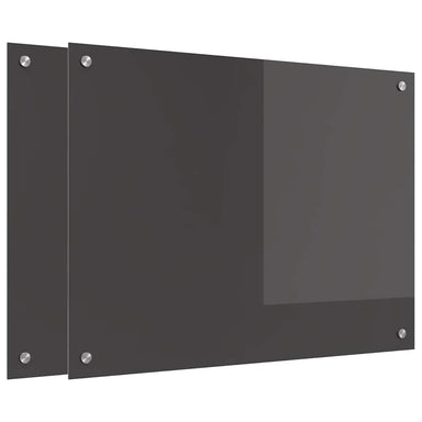 Keukenachterwand 2 st Donkergrijs 80 x 60 cm gehard glas