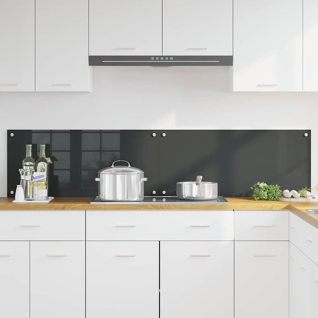 Keukenachterwand 2 st Donkergrijs 90 x 40 cm gehard glas