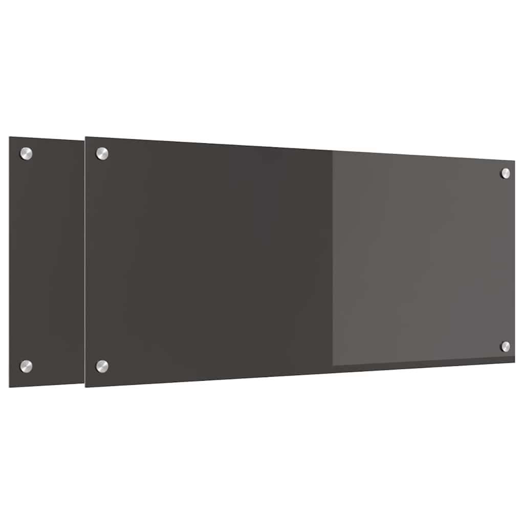 Keukenachterwand 2 st Donkergrijs 90 x 40 cm gehard glas