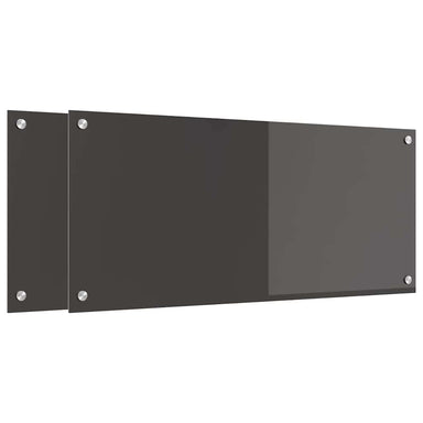 Keukenachterwand 2 st Donkergrijs 90 x 40 cm gehard glas