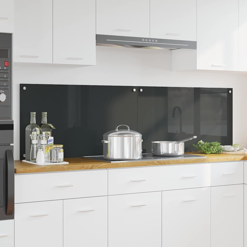 Keukenachterwand 2 st Donkergrijs 90 x 50 cm gehard glas