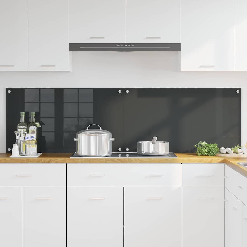 Keukenachterwand 2 st Donkergrijs 90 x 50 cm gehard glas