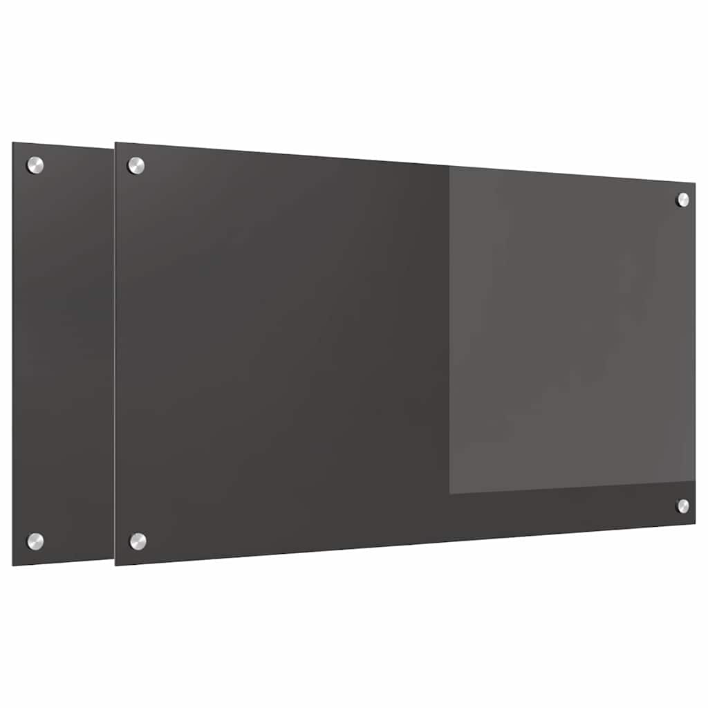 Keukenachterwand 2 st Donkergrijs 90 x 50 cm gehard glas