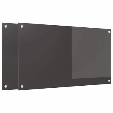 Keukenachterwand 2 st Donkergrijs 90 x 50 cm gehard glas