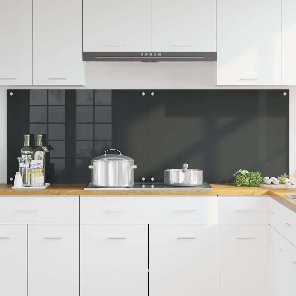 Keukenachterwand 2 st Donkergrijs 90 x 60 cm gehard glas