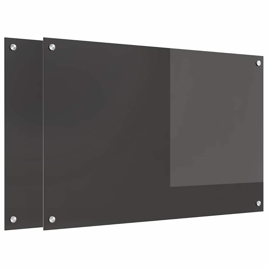 Keukenachterwand 2 st Donkergrijs 90 x 60 cm gehard glas