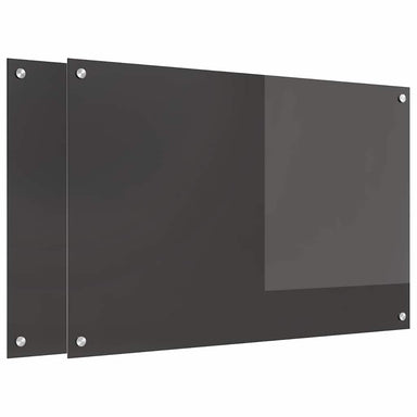 Keukenachterwand 2 st Donkergrijs 90 x 60 cm gehard glas