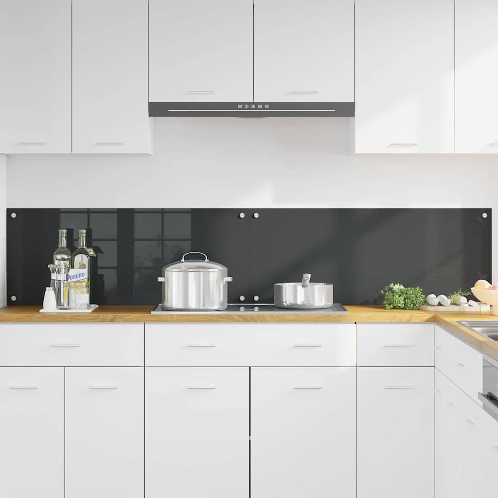 Keukenachterwand 2 st Donkergrijs 100 x 40 cm gehard glas
