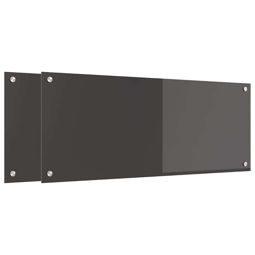 Keukenachterwand 2 st Donkergrijs 100 x 40 cm gehard glas