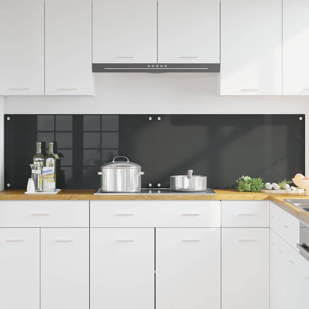 Keukenachterwand 2 st Donkergrijs 100 x 50 cm gehard glas