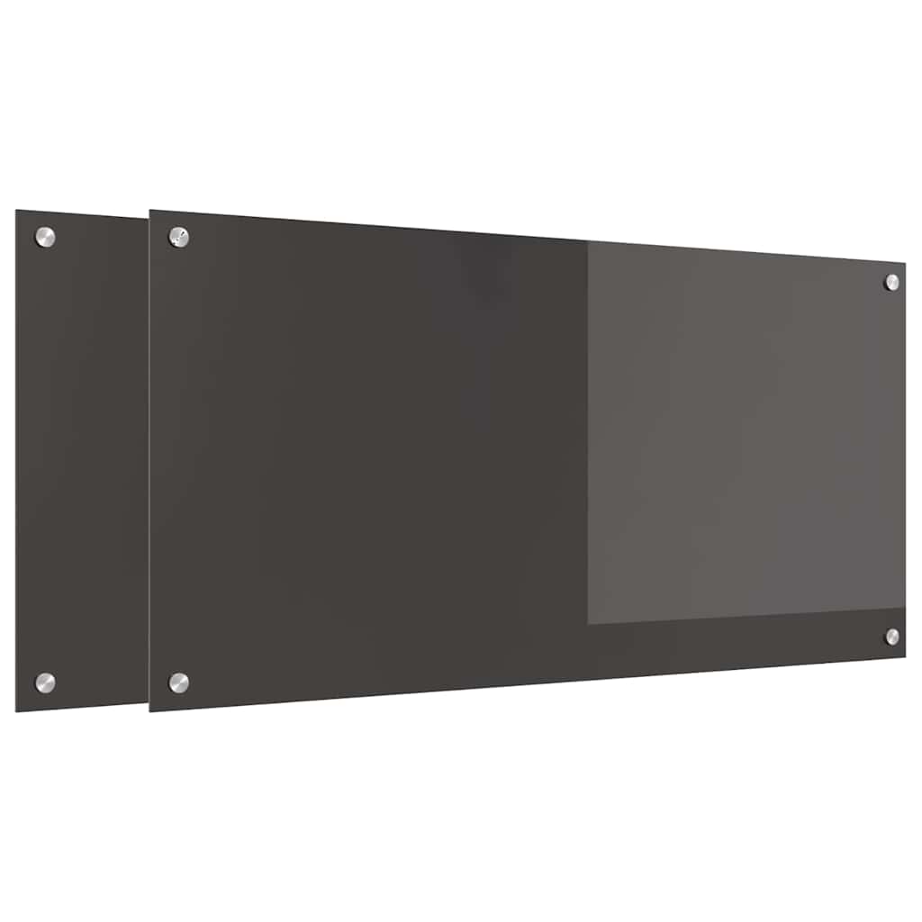 Keukenachterwand 2 st Donkergrijs 100 x 50 cm gehard glas