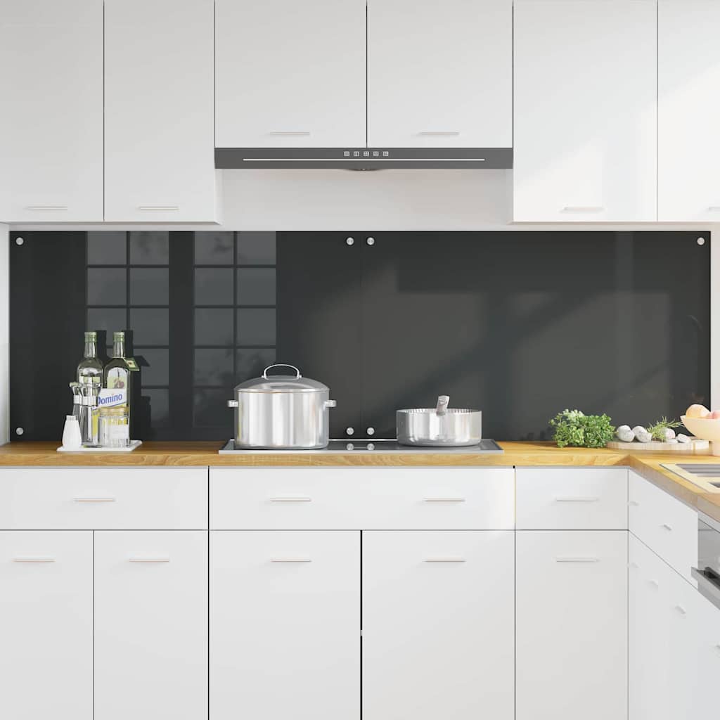Keukenachterwand 2 st Donkergrijs 100 x 60 cm gehard glas