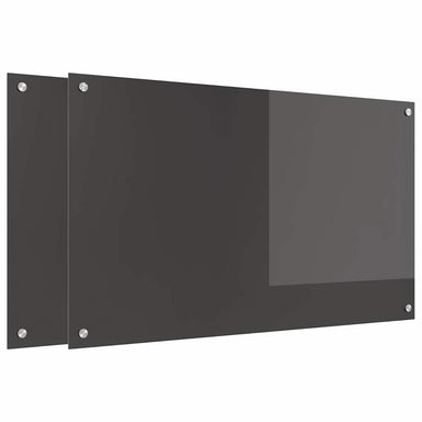 Keukenachterwand 2 st Donkergrijs 100 x 60 cm gehard glas
