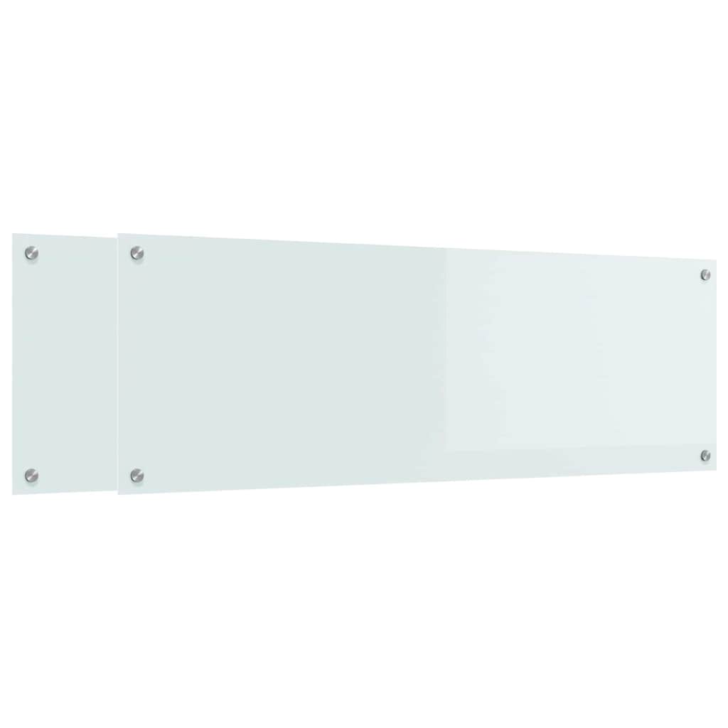 Keukenachterwand 2 st Wit 120 x 40 cm gehard glas