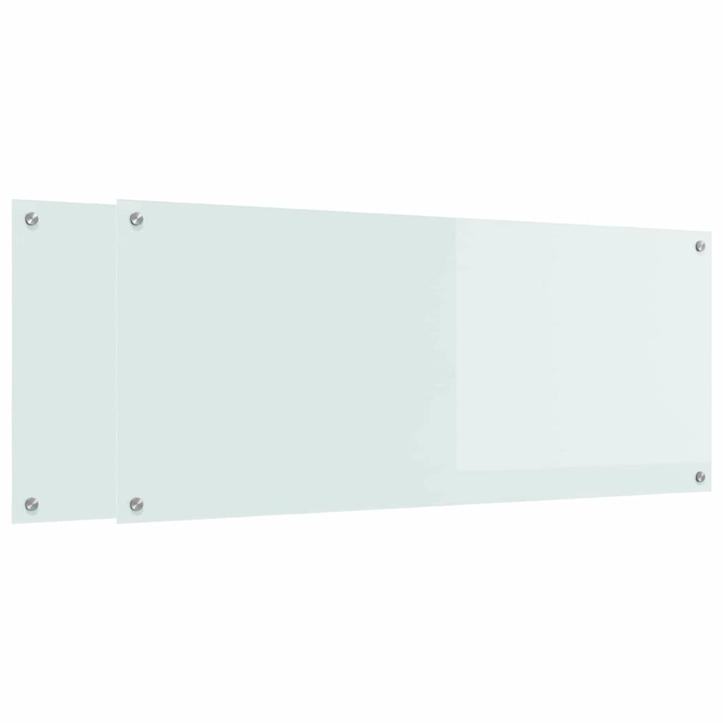 Keukenachterwand 2 st Wit 120 x 50 cm gehard glas