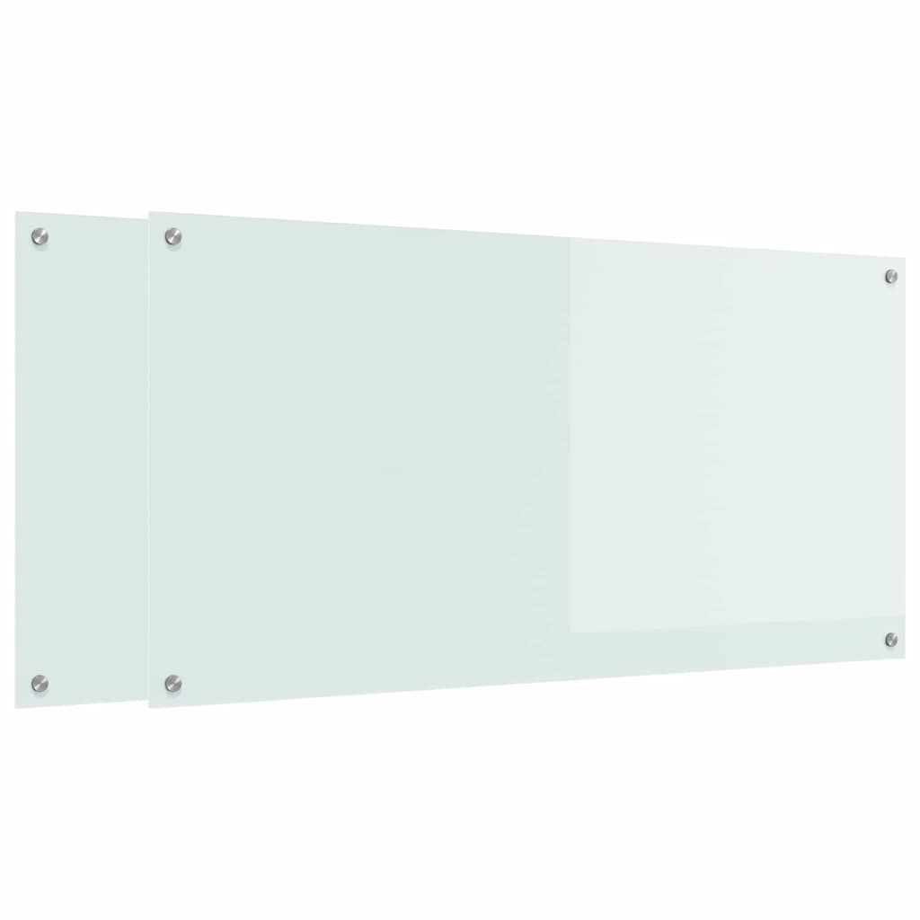 Keukenachterwand 2 st Wit 120 x 60 cm gehard glas