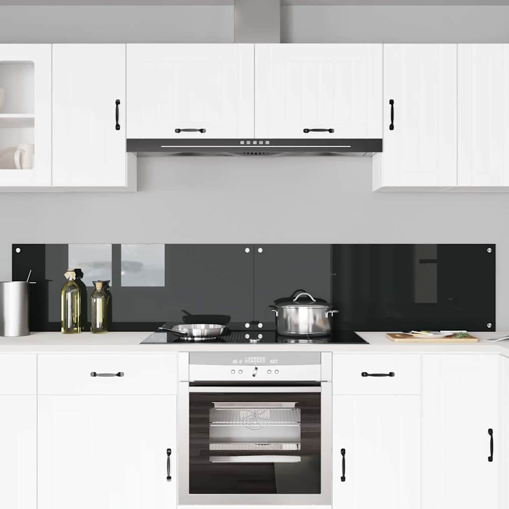 Keukenachterwand 2 st Zwart 110 x 40 cm gehard glas