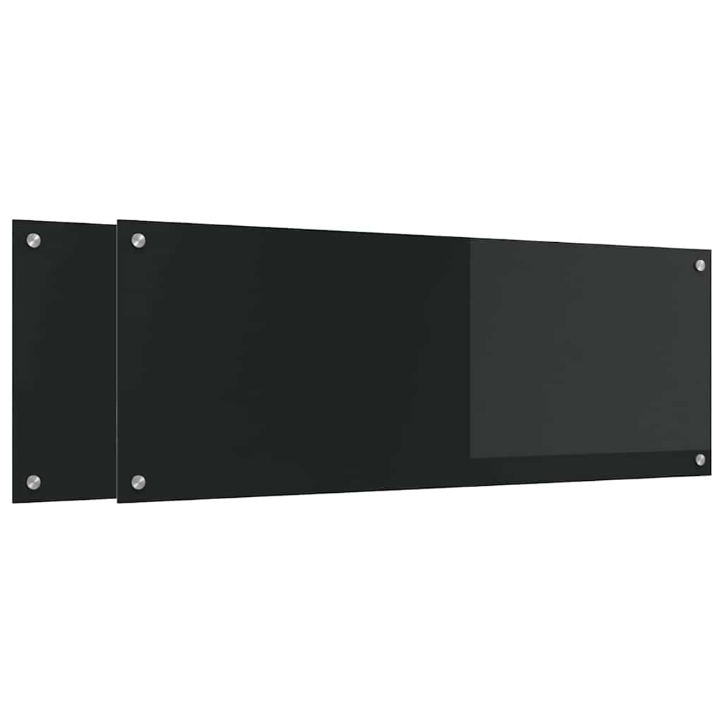 Keukenachterwand 2 st Zwart 110 x 40 cm gehard glas