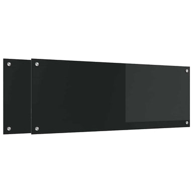 Keukenachterwand 2 st Zwart 110 x 40 cm gehard glas