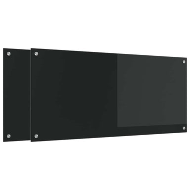 Keukenachterwand 2 st Zwart 110 x 50 cm gehard glas
