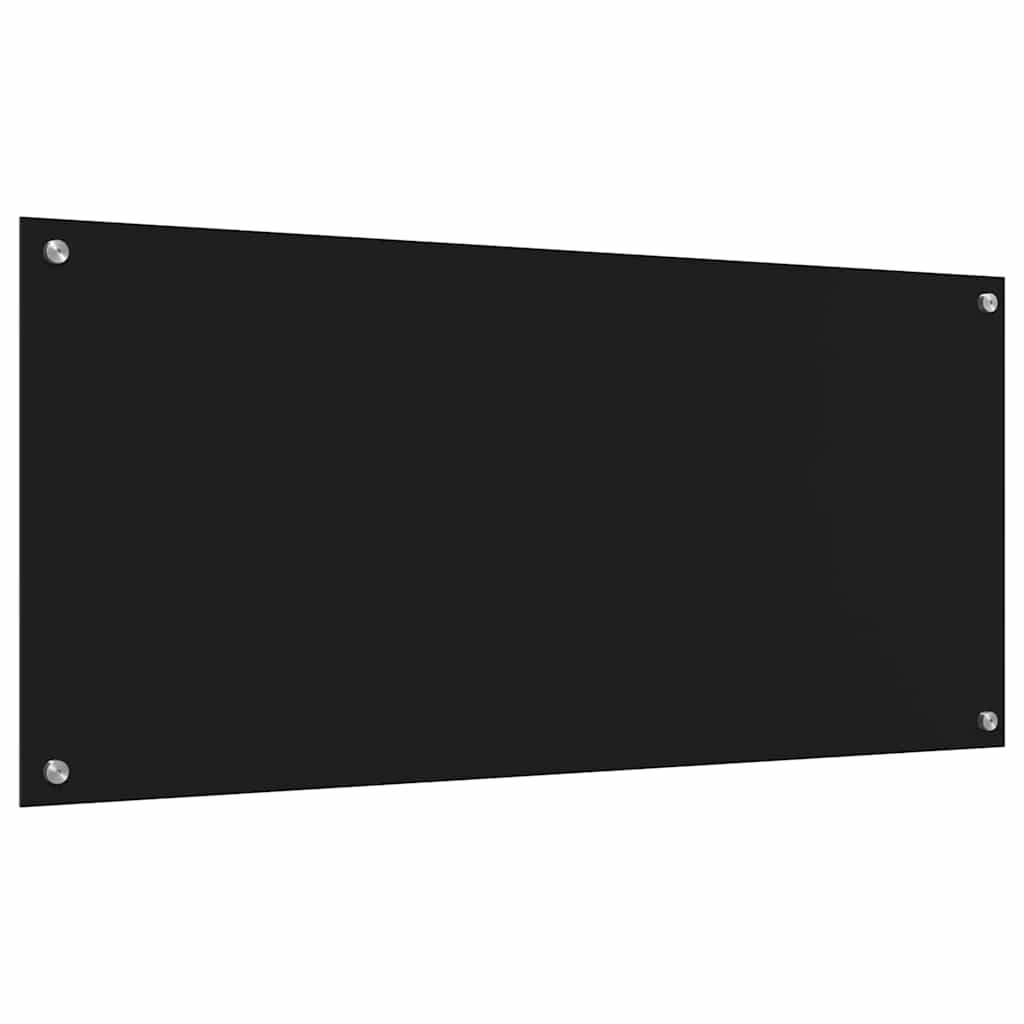Keukenachterwand 2 st Zwart 110 x 50 cm gehard glas
