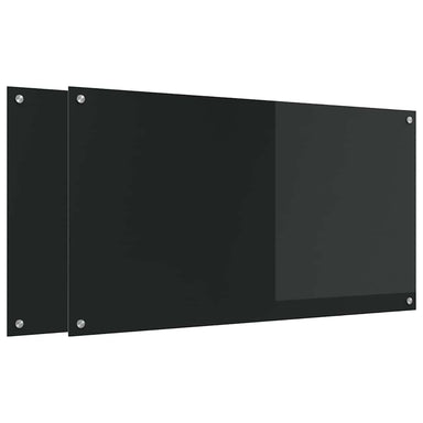 Keukenachterwand 2 st Zwart 110 x 60 cm gehard glas
