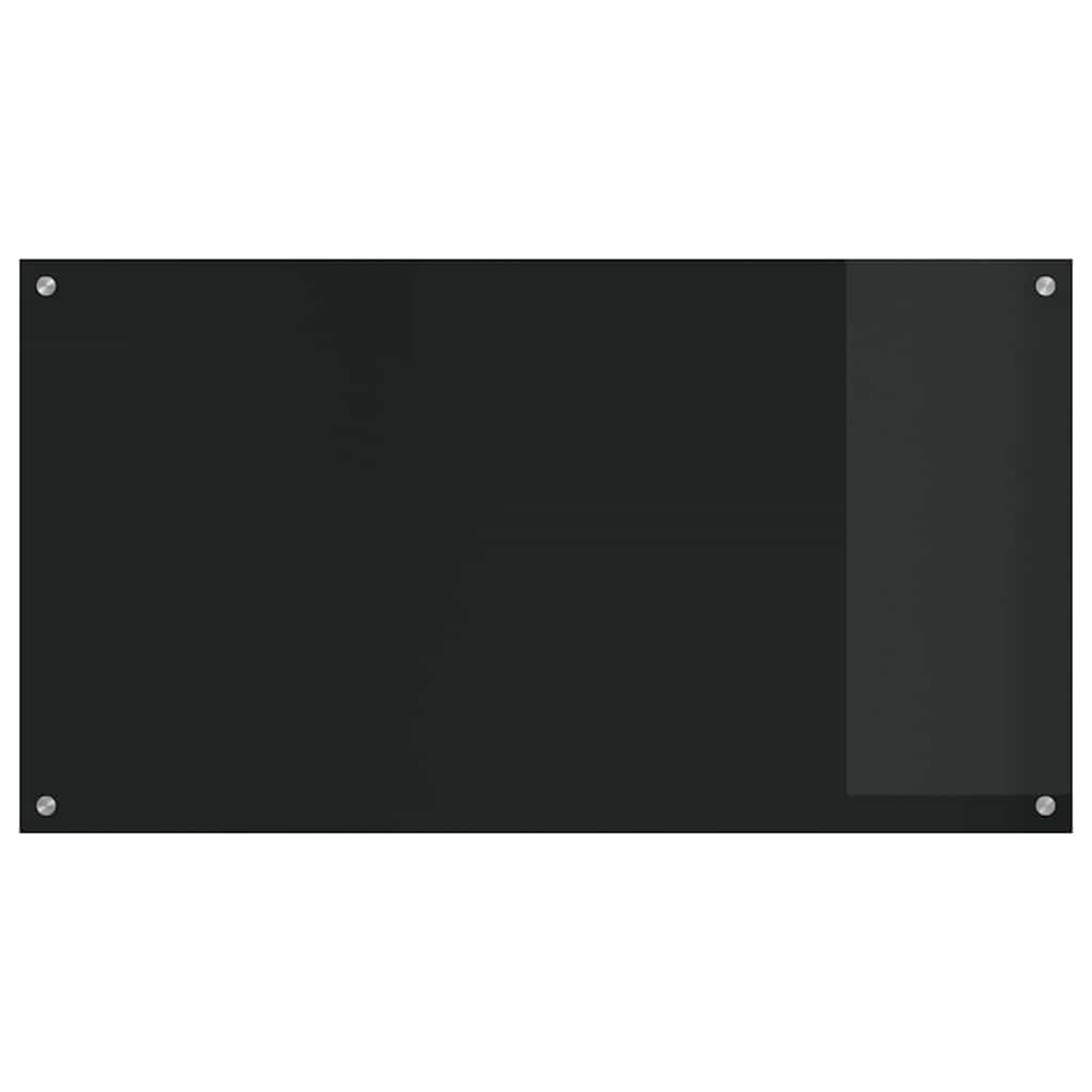 Keukenachterwand 2 st Zwart 110 x 60 cm gehard glas