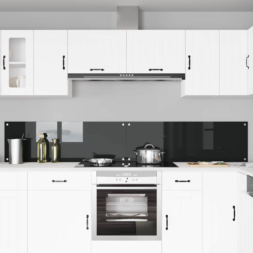 Keukenachterwand 2 st Zwart 120 x 40 cm gehard glas