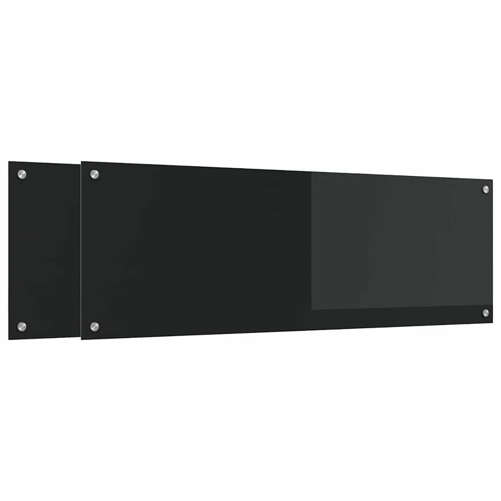 Keukenachterwand 2 st Zwart 120 x 40 cm gehard glas