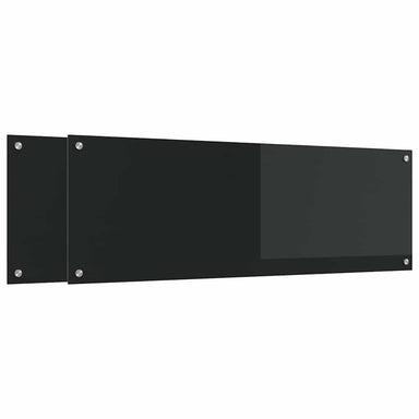 Keukenachterwand 2 st Zwart 120 x 40 cm gehard glas