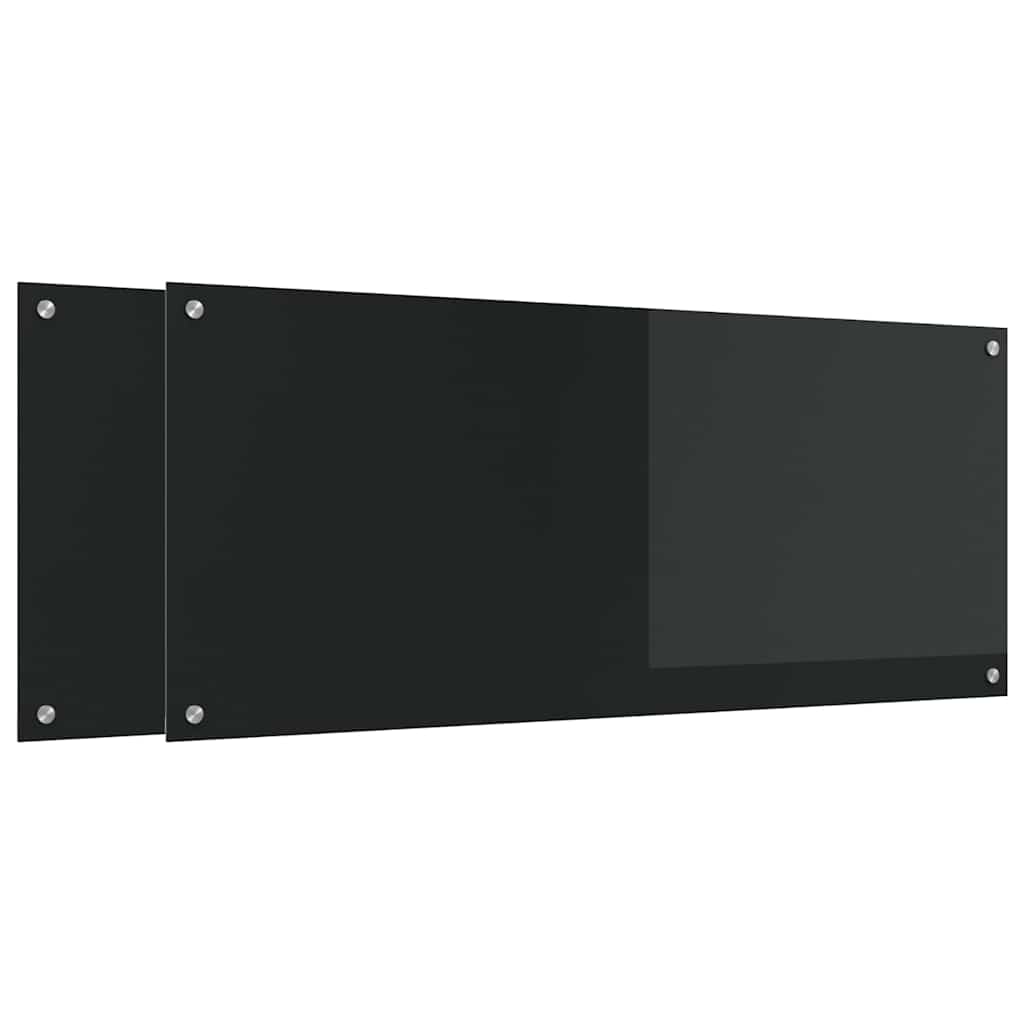Keukenachterwand 2 st Zwart 120 x 50 cm gehard glas