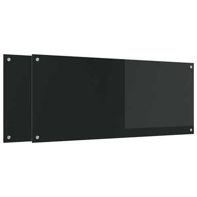 Keukenachterwand 2 st Zwart 120 x 50 cm gehard glas