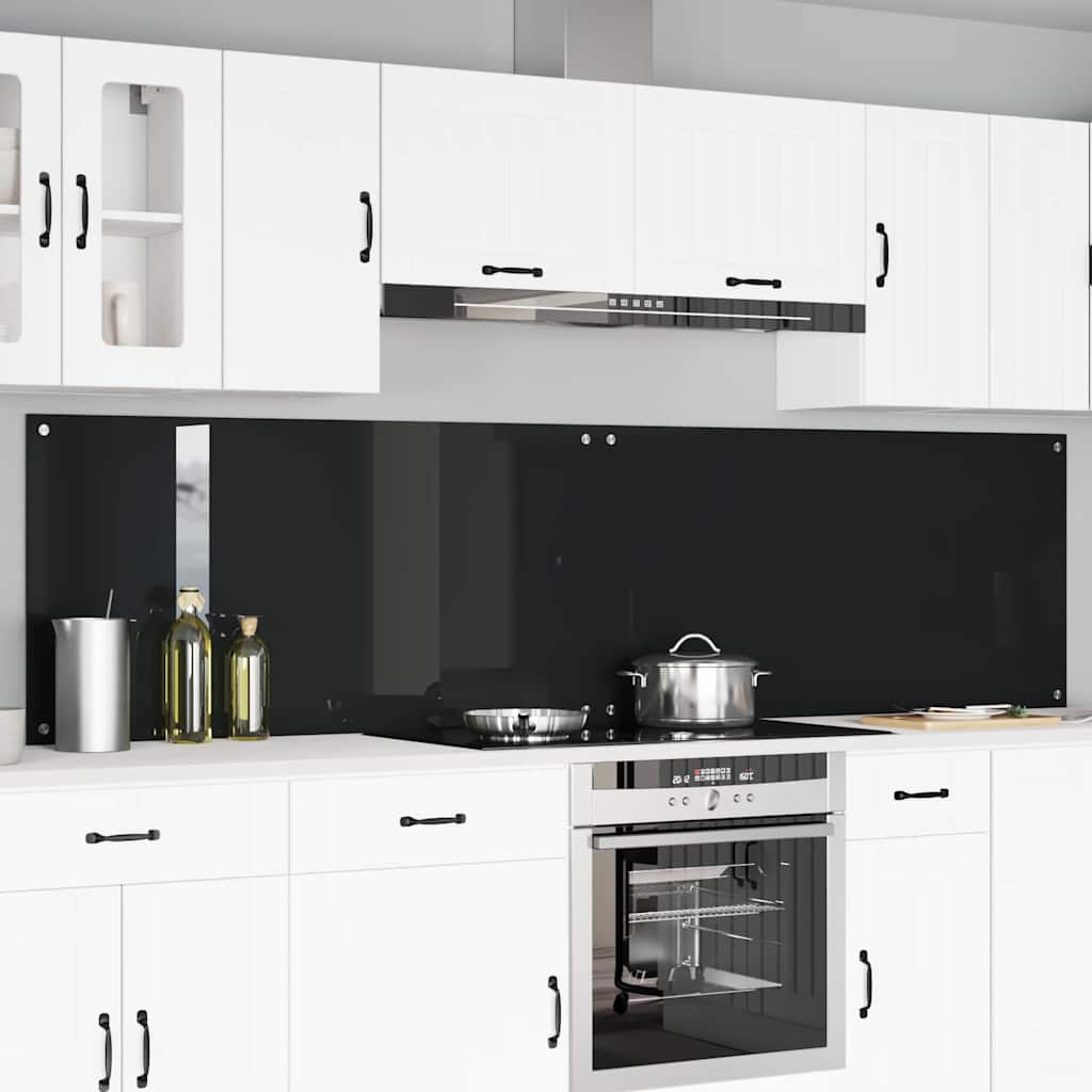 Keukenachterwand 2 st Zwart 120 x 60 cm gehard glas