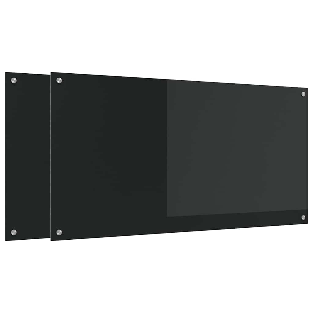 Keukenachterwand 2 st Zwart 120 x 60 cm gehard glas