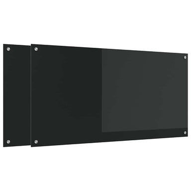 Keukenachterwand 2 st Zwart 120 x 60 cm gehard glas