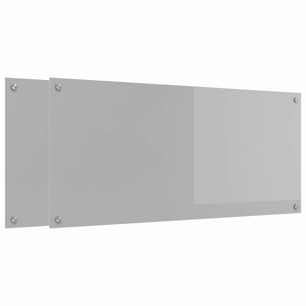 Keukenachterwand 2 st Lichtgrijs 110 x 50 cm gehard glas