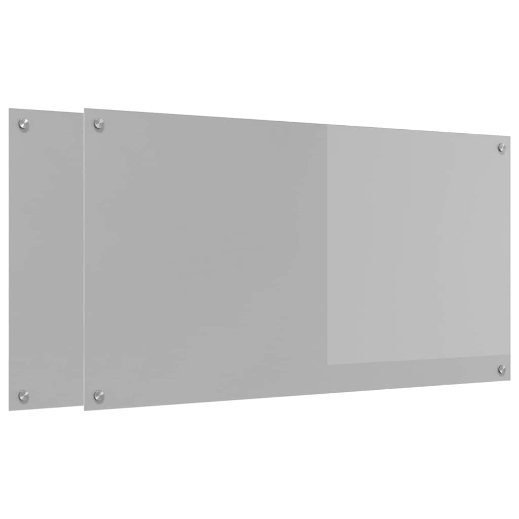 Keukenachterwand 2 st Lichtgrijs 110 x 60 cm gehard glas