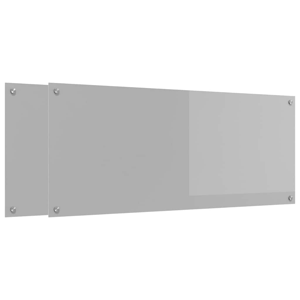 Keukenachterwand 2 st Lichtgrijs 120 x 50 cm gehard glas